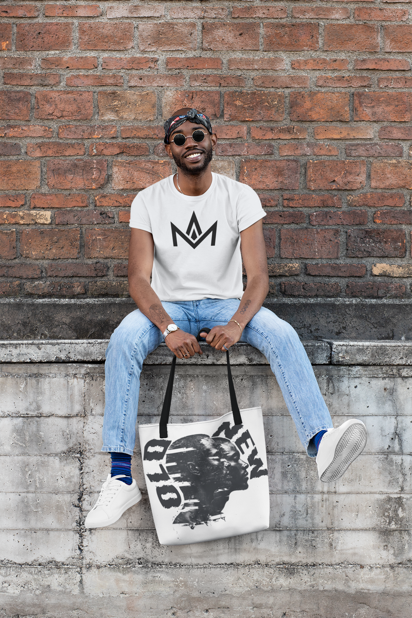 Tote Bag with Old vs New Man Design