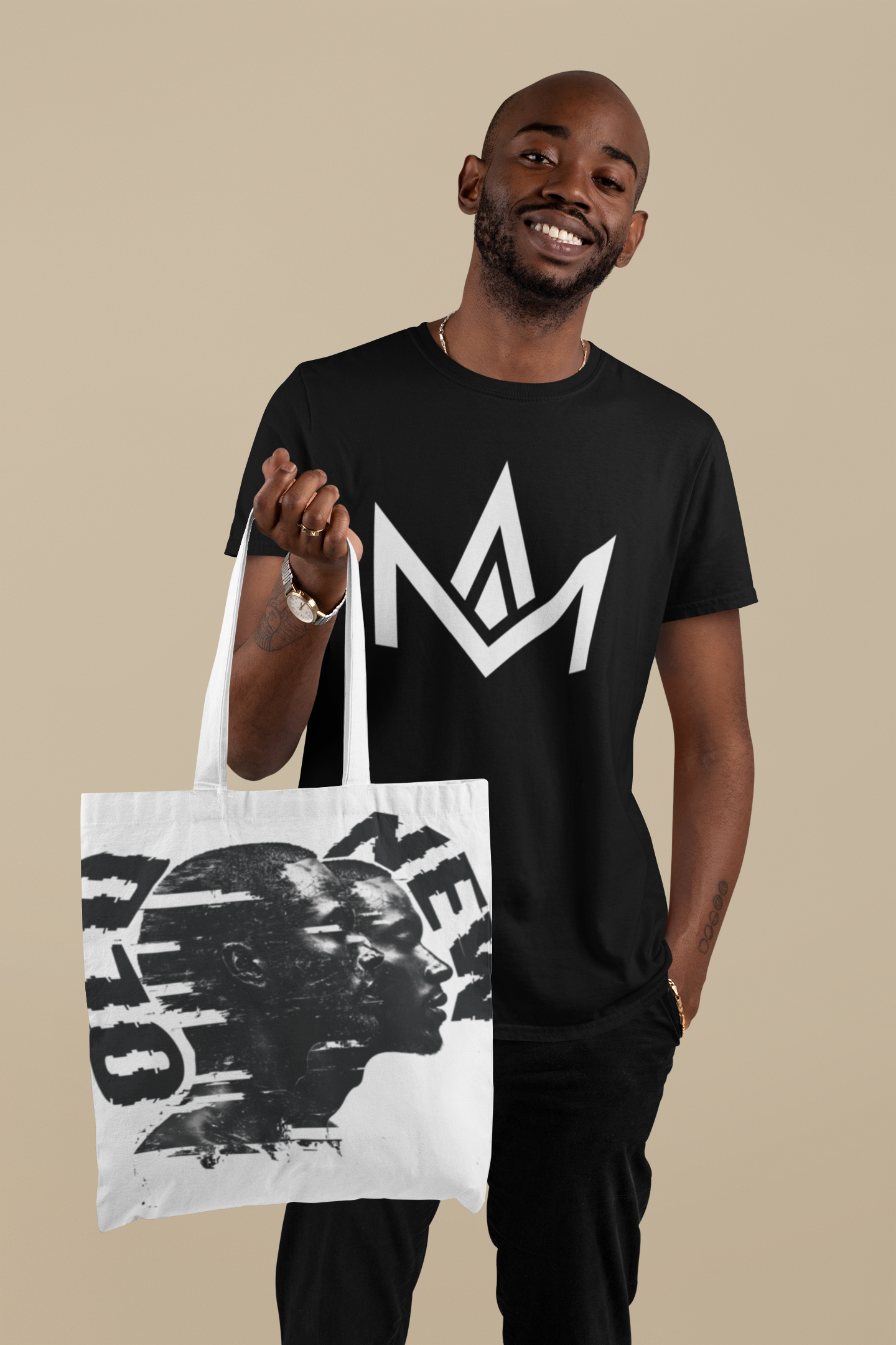 Tote Bag with Old vs New Man Design