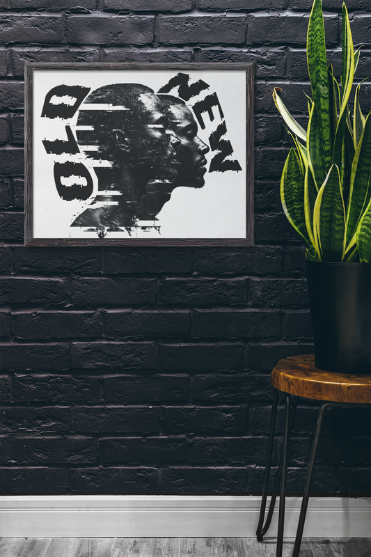 Framed Art Print - Retro Modern Portrait, Inspirational Wall Decor, Canvas Artwork, Home Office Gift, Black & White Art