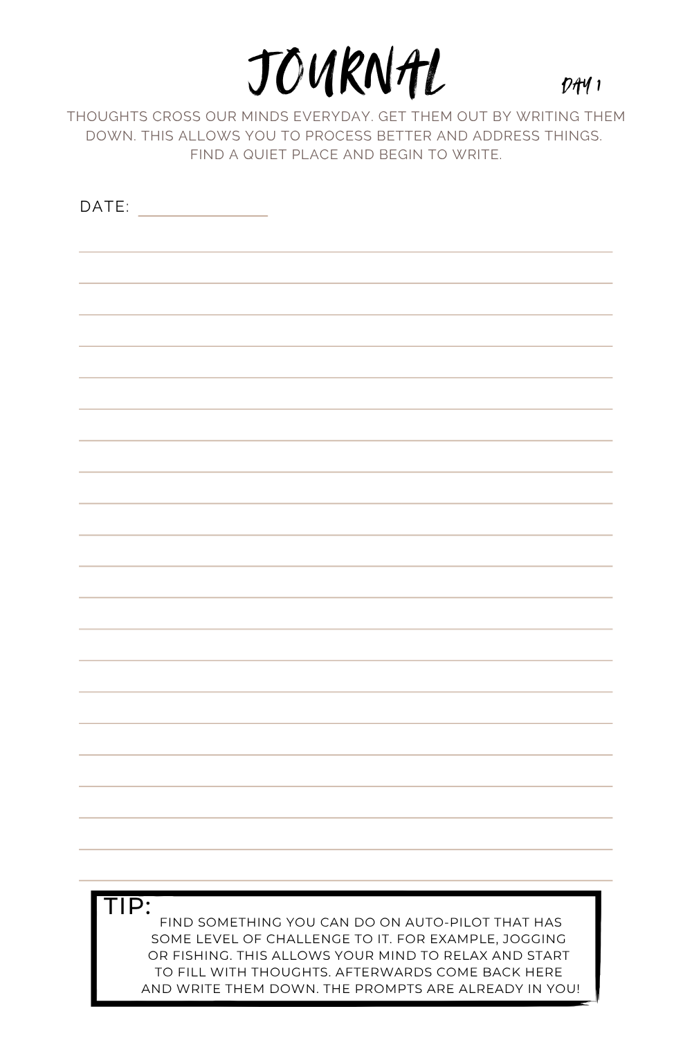 Day 1 Sample Spread - 30 Day Men's Journal (Digital Download)